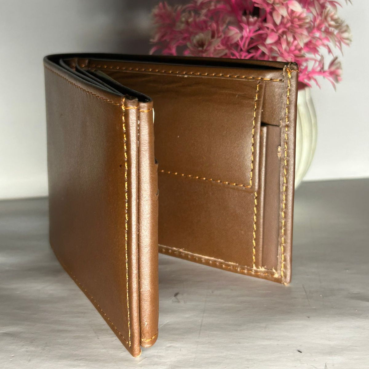 Genuine Leather Men's Zipper Coin Purse Leather Wallet For Men Tri-fold Wallet Clasp Black Brown