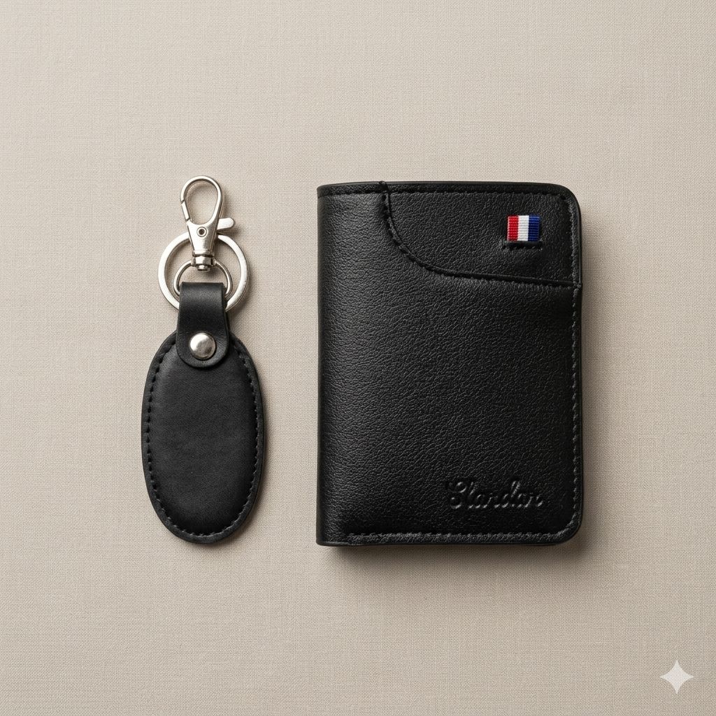 Leather Wallet With Free Keychain